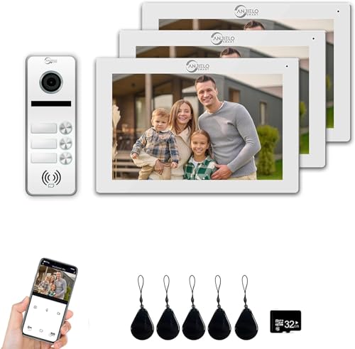 ANJIELO SMART Videoportero 1080P, pantalla 7 pulgadas, 3 familias