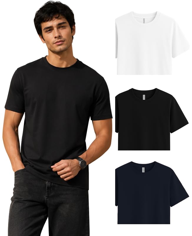 Image of Sleepynuts Men's Everyday Wear Crew Neck Regular Fit T-Shirt | Half Sleeve Solid Plain Casual T-Shirt for Men | Soft Breathable Fabric |