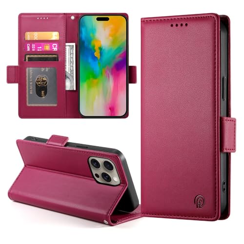 Étui portefeuille cuir rouge iPhone 14 Pro Max voyagez léger