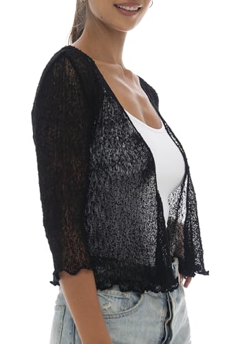 Image of Back From Bali Womens Sheer Shrug Cardigan Lightweight Knit