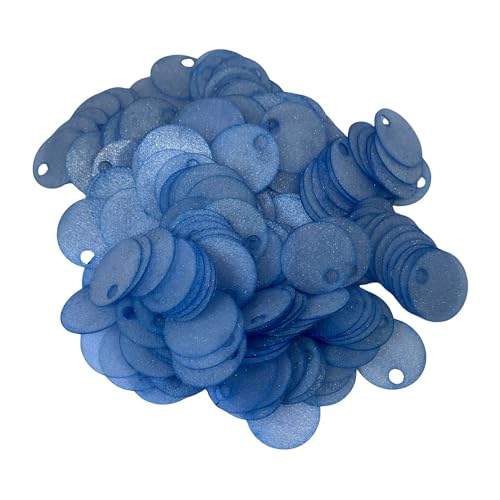 20 mm Flat Round Sequin Paillettes, 285 Pcs 20 mm, Hole 4 mm Mix Color Assortment Acrylic Sequin - 1,76 Ounce (50 Grams) (Translucent Blue)