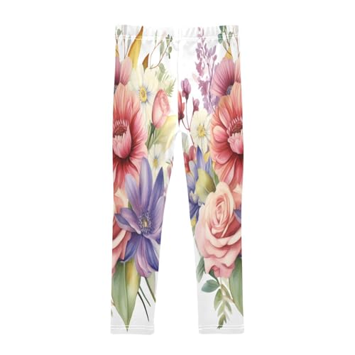 Bolaz Toddler Girls Leggings Printed Yoga Pants Leggings Purple Pink Rose for Kids2