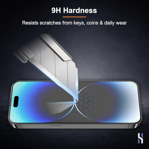 Image of Matte Tempered Glass for iPhone 14 Pro (6.1 Inch) Military Grade 9H Screen Guard, Anti-Scratch, Shatterproof, Edge-to-Edge Full Coverage - Black Border