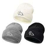 Durio 3 Pack Unisex Toddler Beanie Cute Pattern Baby Winter Hat for Girls Boys Warm Infant Baby Caps Preemie Hats 0-3 Years Black & Gray & White One Size