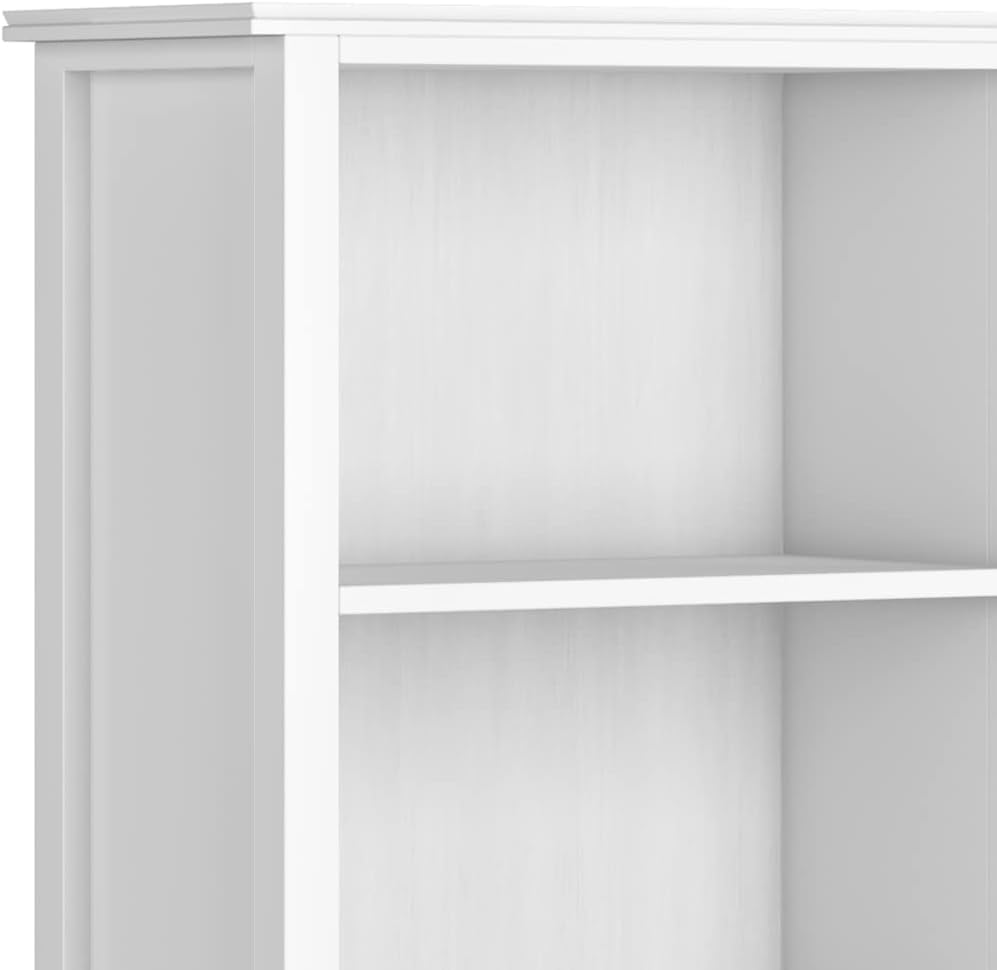 SIMPLIHOME Artisan Bookcase - 72 inch Tall 5-Shelf Solid Wood Bookshelf in White, Contemporary Storage for Living Room, Study Room or Office with Adjustable Shelves and Decorative Side Panels