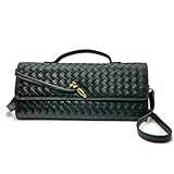 Qiannaura Bolsas de mão formais femininas de couro tecido noturno grande clutch para casamentos e festas | Bolsa de ombro conversível, Verde escuro
