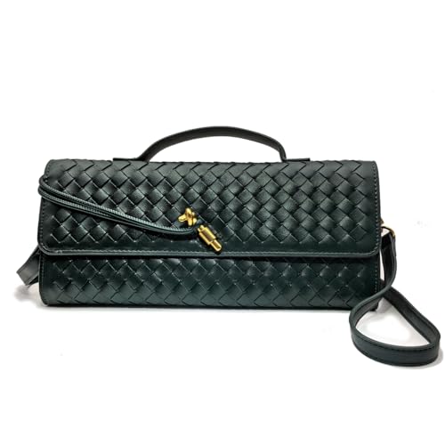Qiannaura Bolsas de mão formais femininas de couro tecido noturno grande clutch para casamentos e festas | Bolsa de ombro conversível, Verde escuro