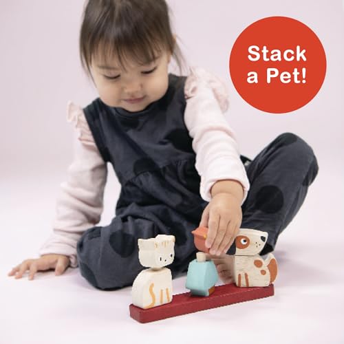 Image of Mentari Interactive Pet Stacker Toy, 6-Piece Set, Kitten, Puppy, Bird, Base Board with Pegs