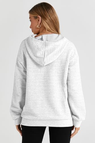 Image of SHEWIN Women Fall Waffle Hoodies Pullover Tops Hooded Sweatshirt