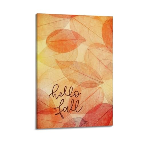 Poster d'automne Hello with Leaves peinture décoration murale