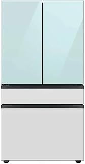 Samsung Bespoke 29 cu ft. 4-Door French Door Smart Refrigerator with Beverage Center in Morning Blue/White Glass, Standard Depth RF29BB86004M