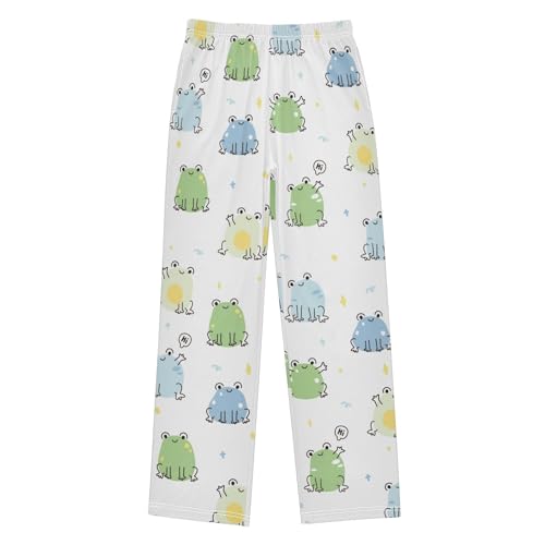 Boys' Pants Blue Green Frogs Doodle Long Bottoms Jogger Pants Elastic Waist Trousers with Pockets S-XL