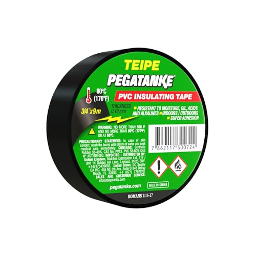 Image of Pegatanke PVC 9m Insulating Tape - Highly Elastic Adhesive Tape - 3 /4 inch x 9 m
