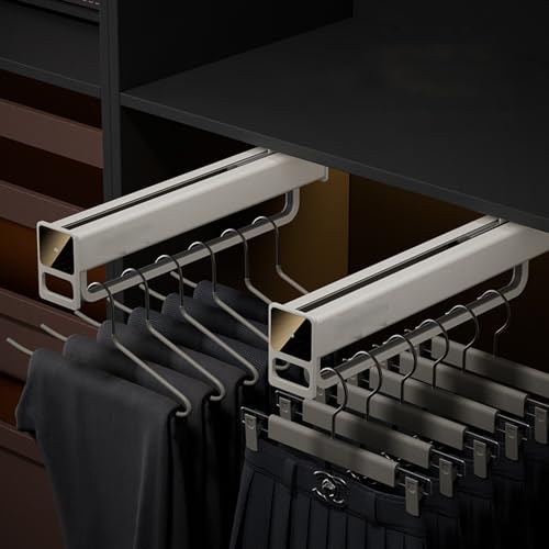Porte-pantalons rétractable lot de 2 support mural réglable 50 cm