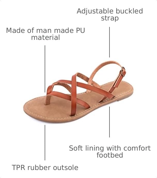 Image of Huayuanwell Women's Gladiator Flat Sandals Fisherman Strappy Sandals Ankle Strap Sandals