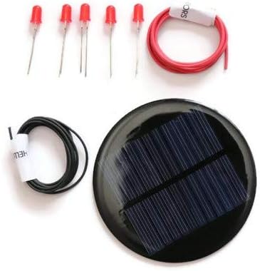 Electronic spices DIY 6v-80 mAh Mini Solar Panel Kit with 5 Red LEDs and 2 m Common Wires (Multicolour 80 Diameter)