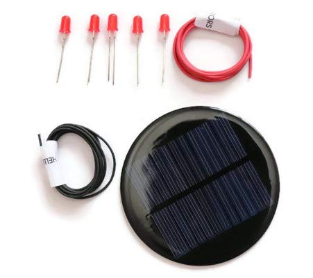Electronic spices DIY 6v-80 mAh Mini Solar Panel Kit with 5 Red LEDs and 2 m Common Wires (Multicolour 80 Diameter)