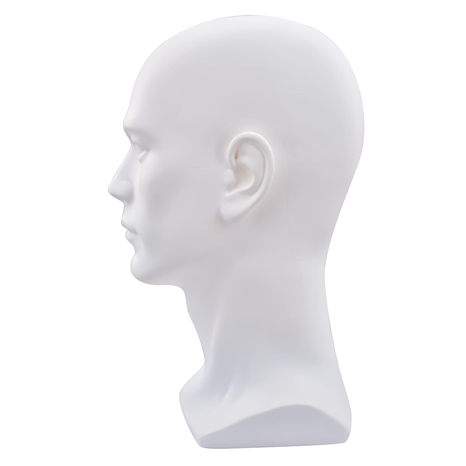 PVC Männlich Schaufensterpuppe Perückenkopf mit Schulterbüste Männchen Puppenkopf für Display Haar Hut Maske Sonnenbrille Perücke Schmuck(Off-White)