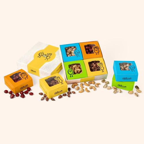 Nuts.com Mixed Nut Sampler – Variety Snack Box for Summer, Memorial Day, Labor Day, Birthday and Holidays – 1.25Lb Gift Package Includes Pistachios, Peanuts, Hickory Smoked Almonds, Roasted and Salted Cashews