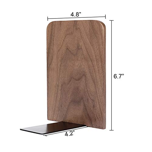 Anwenk Bookends Wooden Book Ends Natural Walnut Wood Decorative Art Bookends For Shelves Hand Crafted With Felt Pads For Home Office Library School Children Decoration Gift, 1 Pair, 6.7”X4.8”X4.2” #TOP2