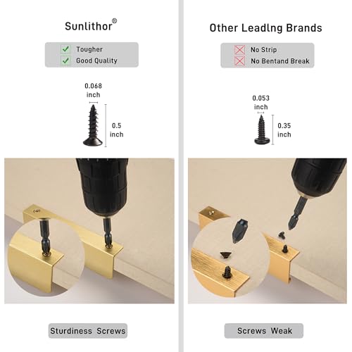 sunlithor Edge Finger Tab Pull for cabinets Kitchen Concealed Drawer pulls Aluminum Hidden Back Mount Door Handle for Home 10Pack Modern Brushed Gold 7.87" Overall Length Easy Installation by sunlithor - Image 4