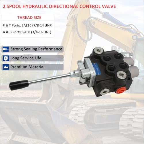 INPANOLS Válvula de controle hidráulico com joystick, válvula direcional hidráulica de 2 carretéis d