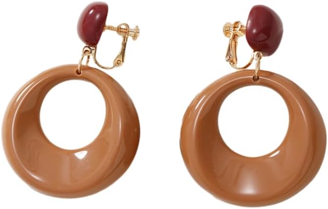 70s80s Dangle Earrings for Women Retro Clip On Earrings Acrylic White Earrings for Women Dangle Disco Earrings Jewelry 70s Accessories Birthday Party Jewelry