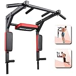 Multifunctional Pull Up Bar Wall Mount Dip Station Home Gym Workout Power Tower Set Training Equipment Heavy Duty Dip Stand for Fitness Max 440lbs
