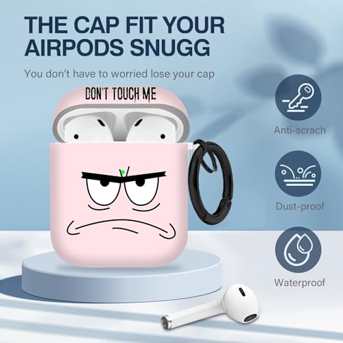 Image of for Airpods Case,Don't Touch Me Cool Cover with Lanyard Big Eyes Cute Cartoon for Airpods 2nd Generation Case,Soft Shockproof Cover for Women Men-Pink