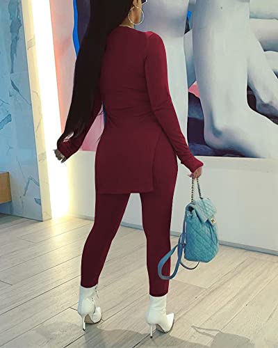 Mrskoala Womens Two Piece Outfits Fall Sets Sweatsuits Loungewear Workout Matching Tracksuit Winerered M #TOP2