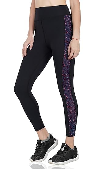 Image of NEVER LOSE Gym Wear Leggings Ankle Length Workout Tights /Stretchable Sports Leggings /Sports Fitness Yoga Track Pants with Pocket for Girls & Women (S, Classic11) Black CLASSIC11