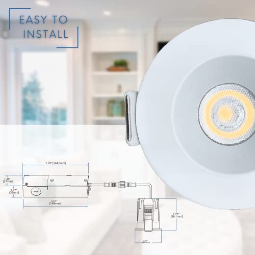 Perlglow 18 Pack 1 Inch Round Downlight Luminaire, White Smooth, Led Recessed Light Fixtures Dimmable 7W=50W, 500 Lumens, Cri 90+, Ic Rated, Etl Listed, 5Cct Selectable 2700K|3000K|3500K|4100K|5000K #TOP5