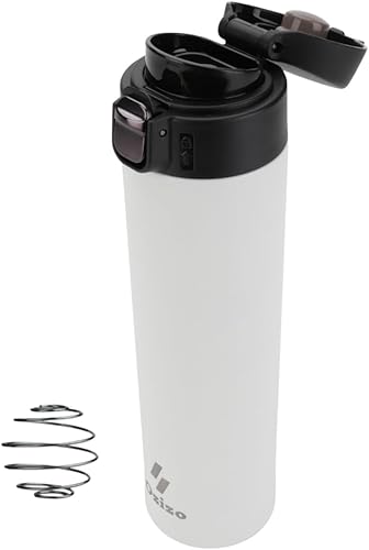 Ozizo Coctelera de 18 onzas con bola mezcladora, taza de viaje aislada a prueba de derrames y fugas con tapa de botón y boquilla de vertido (1,