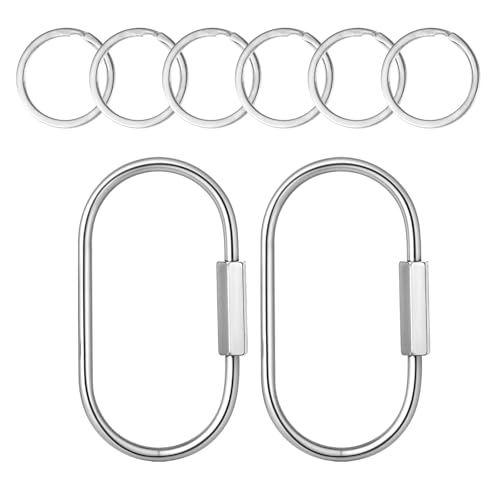 Secure Bag Charm Carabiner Clip Sliver Brass Screw Lock Keychain Brass Screw Lock Clip Key Chain Ring Purse Bag Charms for Handbags Silver Locking Key Ring Holder for Purse Tote Bags Backpack