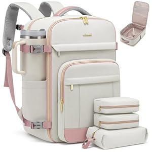 LOVEVOOK Mochila de viaje para mujeres y hombres, mochila de mano y mochila para artículos personales para aerolíneas, con 3 cubos de embalaje