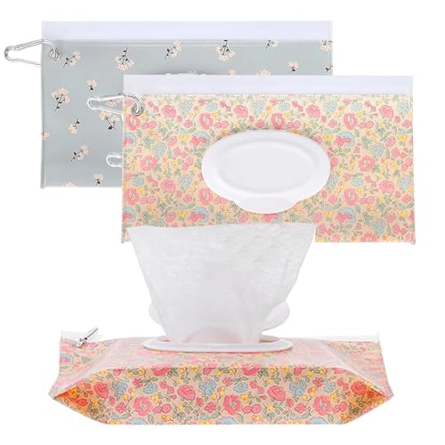 Confezione da 2 dispenser per salviettine umidificate, portatili, riutilizzabili e