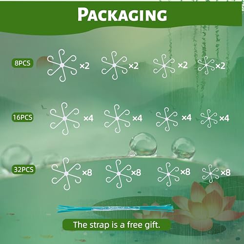 8/16/32PCS Plant Stem Support,4 Sizes Set,Plastic Stems Holder for Indoor Plants, Reusable Stem stabilizer,Keeps Potted Houseplants Growing Straight (16, Clear) - Image 6
