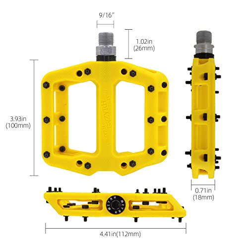 Mzyrh Mountain Bike Pedal 9/16" 3 Sealed Bearings Lightweight Non-Slip Nylon Fiber Bicycle Platform Pedals For Road Bmx Mtb #TOP2