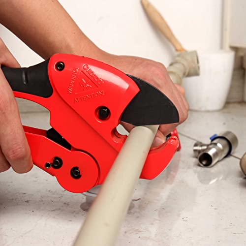 Hautmec Multifunction Ratchet-Type Tube And Pipe Cutter, One-Hand Fast Pipe Cutting Tool For Cutting Up To 1-5/8 Inch, 3-In-1 Tubes, Wire And Trunking Cutter Ht0257-Tc #TOP5