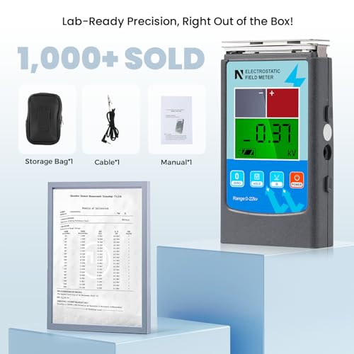 NEWTRY Elektrostatischer Statischer Elektrizitäts- und Feldprüfer mit Timer