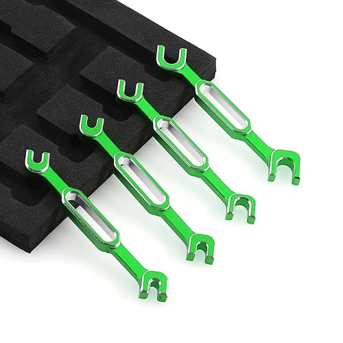 KEEDA 4PCS RC Aluminiumlegierung Schraubenschlüssel, 3.0/3.2/3.5/3.7/4.0/5.0/5.5/6.0mm Kugelendentferner RC Kugelgelenk Werkzeug für RC Modell Auto Boot RC Drone (Grün)
