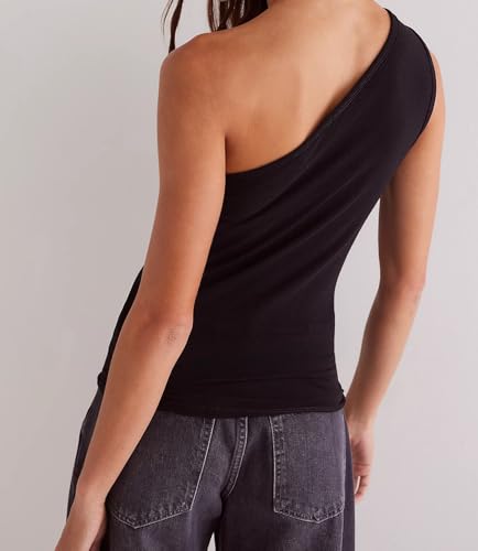 One Shoulder Tank Tops for Women Summer Solid Slim Fit Going Out Tops Casual Sleeveless Y2k Cute Shirts3