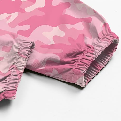 Image of SANGTREE Kids Girls Fashion 2 Piece Clothes Set, Crop Top Cargo Jogger Pants Outfit Hip Hop Dance,Pink+Camouflage red Camouflage, 11-12Y = Tag 160