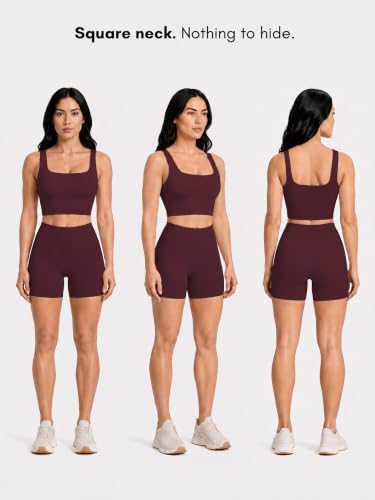 Image of Sunzel Square Neck Longline Sports Bra, Built-in Bra Crop Tank Top