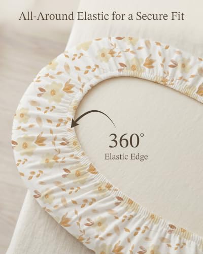 Image of Bassinet Sheets for Baby Girls Boys 2 Pack, Fitted Baby Mattress Sheet for Rectangle, Oval, Hourglass Bassinet Mattress, Breathable Cozy & Universal Fit (Honeybee Dreams, Bassinet Sheet)