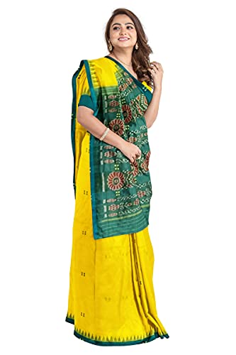 Image of Odisha Sambalpuri Handloom Ikat Women's Cotton Saree, Odisha Handloom Handmade Pure Cotton Khandua Saree, Ikkat Orissa Traditional Handloom Saree Without Blouse