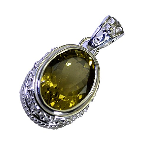 Pendentif quartz citron de forme ovale vintage en argent sterling pour les grands événements