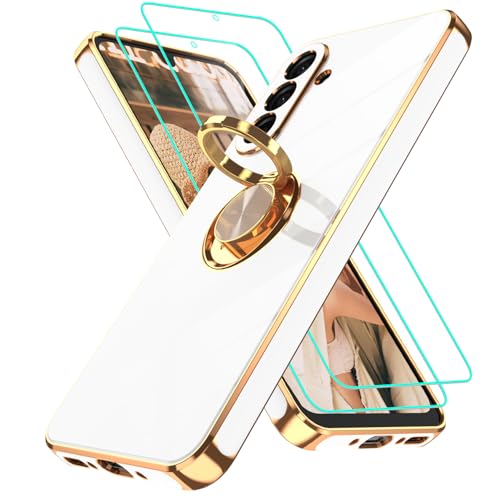 Gritup Slim Fit Case for Samsung Galaxy S Series,Shockproof Soft Cover with 2 Pcs HD Screen Protectors,and Built-in Ring Kickstand Phone Cover