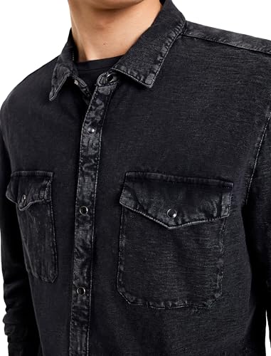 John Varvatos Mens Arvon Western Button-down-shirts, Mineral Black, Large US3
