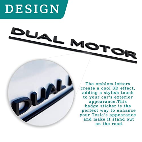 Funce Model 3 Y Dual Motor Emblem Sticker Underlined Badge Letters Accessories Compatible With Tesla Model 3/Y/S/X (Matte Black) #TOP2